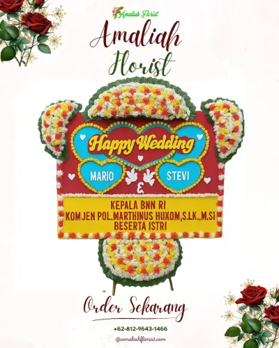 Karangan Papan Bunga Pernikahan di Sukamulih
